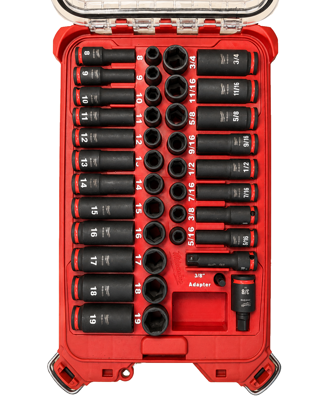 3/8 Impact Socket PACKOUT Insert — Red insert with sockets on a white background — photo 1