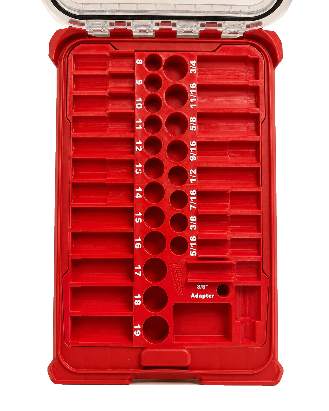 3/8 Impact Socket PACKOUT Insert — Red insert in PACKOUT case on a white background — photo 3