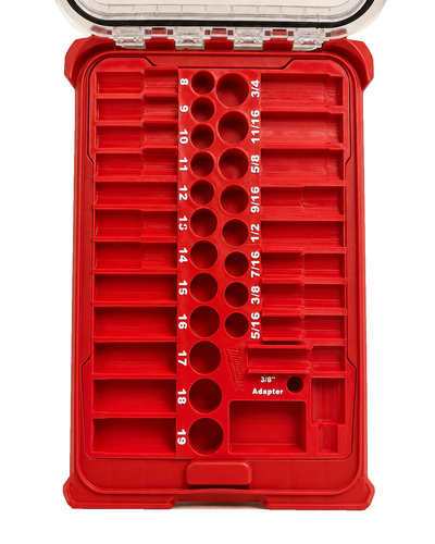 3/8 Impact Socket PACKOUT Insert — Red insert in PACKOUT case on a white background — photo 3