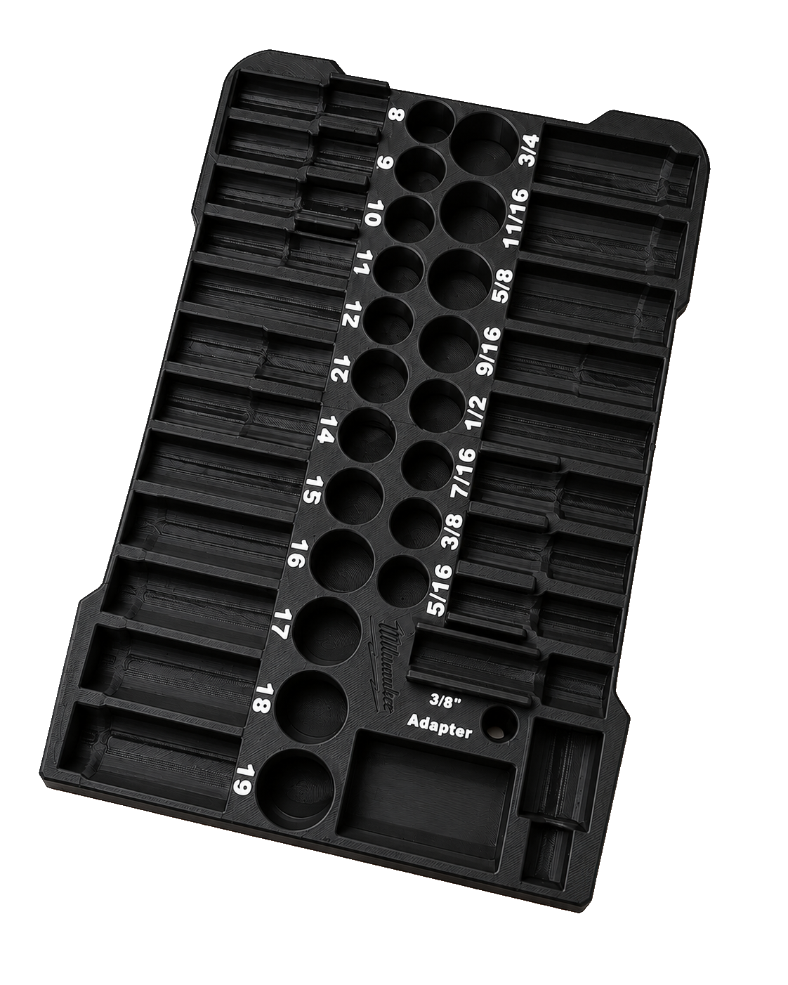 3/8 Impact Socket PACKOUT Insert — Black insert on a white background